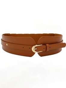 1PC 女士宽边复古松紧腰带 PU 皮革时尚搭配西装连衣裙外套腰部松紧装饰腰带展现您的完美身材