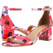 Women's Low Block Chunky Heels Sandals Comfortable Open Toe Ankle Strap Party Dress Pump Strappy 2-Inch Thick Heel Sandals - 花的 - 查看 4