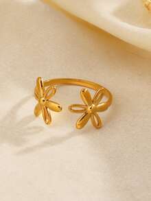 1 chiếc nhẫn hở bằng thép không gỉ thời trang, phù hợp để đeo hàng ngày cho phụ nữ - Nhiều màu - Xem 2