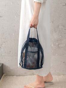 Sac de douche en maille léger, sac de toilette, portable, séchage rapide et respirant, léger, sac de toilette de voyage, facile à transporter, avec poignée à fermeture éclair, organisateur de toilette et de salle de bain portable avec technologie de séchage rapide, sac de toilette portable pour la gym et les voyages (le matériau est soumis aux spécifications du produit réel). Sac essentiel de voyage pour les fournitures scolaires, les vacances, les vacances, le retour à l'école, le sac de lavage, le sac de toilette imperméable - Multicolore - Voir 5