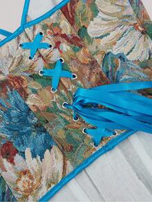 Top sin tirantes de moda para mujer, elegante corset estilo europeo y americano con cordones, ajuste ceñido, top tipo streetwear