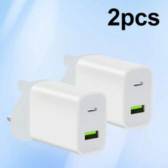 USB C Wall Charger, Power Adapter Double Fast Plug Charging Brick Charger Block Compatible With Iphone 16/15/14/14 Pro/13/12/11/XS Suitable For Multiple People Charging, Multiple Devices Charging, Home Charging Needs, And Office Desks Phone Charger Multi-Port