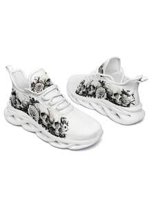 Skull Rose 男士户外跑步鞋，包括加大码，刀片鞋底，舒适透气轻便耐用减震软底网眼印花