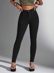 Jeanoix High Stretch Slant Pocket Casual Skinny Jeans