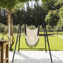 133*137*180cm Wrought Iron Four-Legged Standing 200kg Three Rings Hanging Chair Frame - Black - View 3