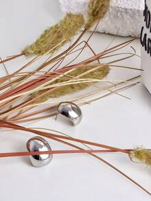 "Geometric Mirrored Silver Earrings – Modern Minimalism With A Futuristic Touch" - Bạc - Xem 10