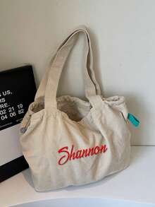 1PC A Shoulder Bag With Customizable Names. Ladies' Large Capacity Multifunctional Shoulder Bag, Hypoallergenic Zipper Shoulder Bag, Makeup Bag, Durable Shoulder Bag For Travel, School, And Commuting - Multicolor - View 9