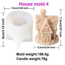 3D圣诞屋蜡烛硅胶模具DIY创意小屋香薰石膏模具家居装饰圣诞装饰礼物工具 - 白色 - 查看 8