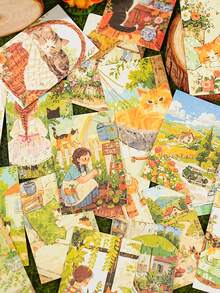 36pcs Cute Cartoon INS Journal Decorative Stickers, Illustrated Book Series, Suitable For Gifts, Office, Home, Marking, Labels, Classrooms, Entertainment Toys, Student Planner, Creative Retro DIY Decorative Stickers,For School Supplies,Back To School