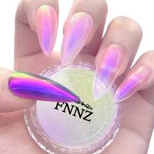 Unicorn Chrome Nail Powder, Aurora Unichrome Mermaid Aurora Pigment Pearlescent Nail Art Glitter Dust Decoration For Home DIY Salon Manicure - Cyber Mirage,7118441 - Màu tím - Xem 5