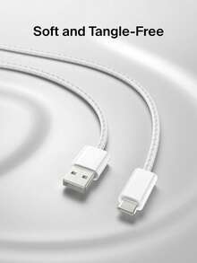 USB A To USB C Cable 2 Packs(3.3/6.6ft)Type C Charger, Phone Charger Cord, Soft, Braided, Flexible Compatible With Apple 16 & 15, Galaxy S25,S24,S23 Pixel 9, IPad Pro, Switch & More - Black Compatible With IPhone 16, 16 Pro Max, 15, 15 Plus, 15 Pro, 15 Pro Max,Compatible With Redmi, Compatible With OnePlus - White - View 4