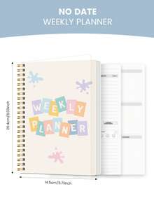 1pc Weekly Agenda Planner – A5 Undated Notebook With Time Slots, Checklist, Mood Journal & Workout Log, 96 Pages,Task Management & Personal Organizer, Office & School Supplies, Back To School - Multicolor - View 4