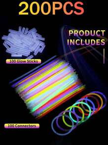 200PCS 8-Inch Party Glow Stick Set, Super Bright Glow Stick, High Quality, High Quality, Glow For 8~12 Hours, Can DIY Make Bracelets, Necklaces, Etc., Colorful Wedding Glow Stick, Suitable For Parties, Bars, Nightclubs, Glow Stick, Glow Party Supplies, Glow In The Dark, Gifts, Party Lighting Supplies, New Year Gifts,Party Decor