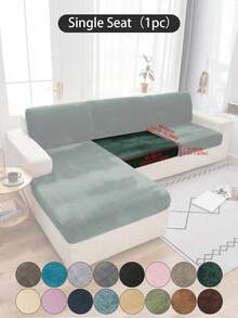 1 pieza Funda de cojín de sofá de peluche de zorro plateado gris oscuro, minimalista clásica, funda protectora decorativa a prueba de polvo de unicolor y elástica, adecuada para hotel, dormitorio, decoración de sala de estar, decoración de habitación, negro, gris claro, caqui, decoración de otoño, decoración de habitación, vuelta al colegio, útiles escolares
