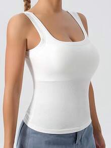1PCS,EssElegance, Sports Bra Tank Top With Removable Padded - Seamless Wire-Free Design For All Seasons, Yoga, Running, And Fitness​ Fall Clothes For Women - 白色 - 查看 3