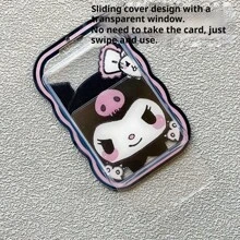Sanrio Funda transparente suave y adorable de Kuromi para tarjeta de campus, tarjeta de estudiante, tarjeta de comida, tarjeta de acceso, tarjeta de autobús con cordón colgante, para hombre y mujer, útiles escolares, de vuelta al colegio