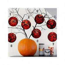 1 套个性化桌面装饰竹耙沙盘、万圣节沙盘装饰、微景观沙盘工艺品、7 件万圣节和圣诞树装饰 - 亚克力哥特式蝙蝠悬挂装饰，用于节日展示，无需电源，无羽毛配件，适用于家庭和派对装饰