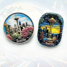 1pc Polyresin Fridge Magnet Souvenir, Landmarks Of Los Angeles, Seattle, Colorado Grand Canyon, Statue Of Liberty New York, Route 66, Brooklyn Cowboy, Home Decor, Kitchen, Bedroom Wall Decoration, Gifts From USA Travel - Multicolor - View 6