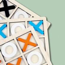 1pc Wooden XO Tic-Tac-Toe Game, Logic And Critical Thinking Training Tabletop Game Toy For Two Players - Multicolor - View 3