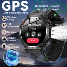 1pc Real GPS Smart Watch For Men, Dual-Band GPS Positioning, LED Flashlight, 3ATM Waterproof, 530mAh Battery, Wireless Call/Dial, Info Push, ChatGPT, Fitness Tracker, Heart Rate/Sleep Monitoring, Compass, Altitude, Barometer, 100+Sport Modes Smartwatch T-REX 3, Compatible With Android IOS