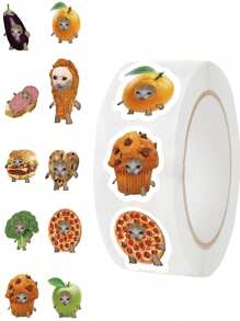 500张/卷动物猫和蔬菜贴纸，学校奖励贴纸，文具贴纸，礼品装饰标签，适用于学校用品，返校