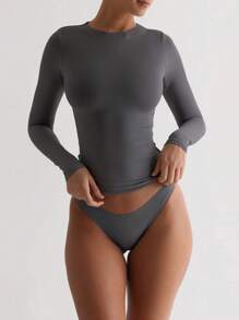 XLLAIS Spring Stretch Base Slim Top Women Casual Club Long Sleeved Red T-Shirt