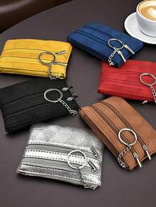 女士零钱包，小型卡包，时尚钥匙迷你零钱包，便携简约钥匙链零钱包，女士钱包，迷你钱包，钱包，钥匙链卡包 - 彩色 - 查看 4