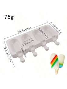 1 件可重复使用的硅胶冰淇淋模具 - 4/8 腔，易于脱模，DIY 冰棒制作器，适用于制作巧克力、冰棒、冰淇淋 - 附带 50 根木棍 - 彩色 - 查看 17
