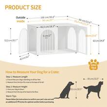 Hzuaneri 100cm Gabbia per Cani, Tavolo Supplemento, Cuccia Moderna per Cani Interno, Kennel cane Medio, Casetta per Animali, 3 porte, Porta ad arco, 100 x 60 x 63 cm, Bianco - Bianco - Visualizzare 8