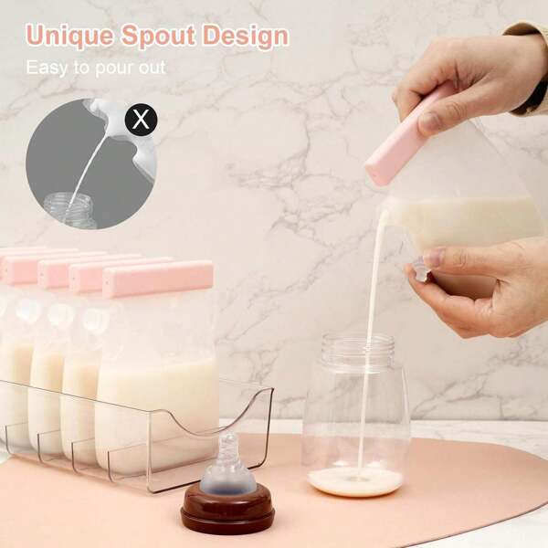 Silicone Breastmilk Storage Bags Reusable, 11oz/320ml Double Leak-Proof Breastmilk Freezer Bags, Self-Standing Milk Bags For Breastfeeding, Baby Food Pouches