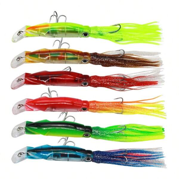 1 pieza Señuelo de pesca de 24cm/44g, cebo artificial duro con ojos 3D, señuelo flotante con faldas de calamar, cebo duro con forma de palo