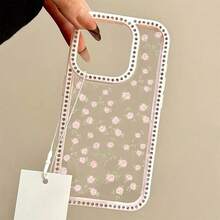 Cute Full Screen Floral Pattern Phone Case Suitable For IP 16 15 14 13 11 12 Pro Max 16 15 14 Plus Shiny Rhinestone Bumper Transparent Back Cover - Hồng - Xem 4