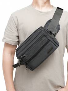 新款时尚小众设计多口袋斜挎包休闲轻便日常通勤大容量多层牛津布商务收银钱包简约百搭户外运动跑步骑行腰包度假旅行便携胸包