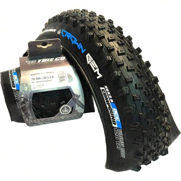 Vee Tire Co. Crown Gem Junior Mountain Tire: 20" X 2.8" 120tpi Tubeless Ready DC Compound, Folding Bead, Black