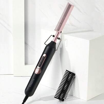  CRASTS Electric Straightening Hair Brush, Hair Styling Tool, Copper Comb, Dual Use Wet & Dry, Home Use Hair Straightener