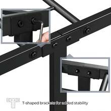 Yaheetech Base de cama de metal negro con base de colchón con cabecera y estribo debajo de la cama, listones de acero, no necesita somier, 2 unidades - 1 - Ver 8