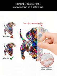 1 件亚克力腊肠犬窗饰 - 彩色塑料亚克力腊肠犬捕光器，动物主题墙饰，卧室、厨房、户外花园家居装饰，爱狗人士的乔迁礼物