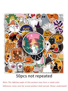 50pcs - Halloween Graffiti Personalized Cartoon Stickers, DIY Skateboard Cup Luggage Stickers Waterproof Home Decoration, Car Decoration, Bedroom Decoration, Party Gifts, Holiday Gifts, Halloween Gifts, Adhesive Materials