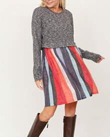 Boho Retro Gingham Red Blue Yellow Square Neck Sleeveless Ruffle Dress - Coral - View 7