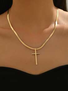 1 stuk roestvrijstalen kruishangerketting, uniek koppelontwerp, geschikt voor dagelijks gebruik, cadeau voor vrienden en familie, vakantiecadeau