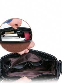 Fashion PU Leather Shoulder & Crossbody Bag, Large Capacity Business Casual Travel Bag For Commuting