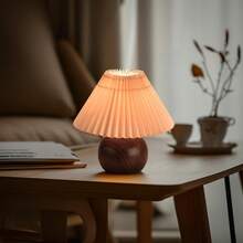 1 件现代深色木纹球形褶皱装饰台灯，带咖啡色灯罩，适用于卧室、餐厅、办公室、客厅、家居装饰灯 - 多款 - 查看 7