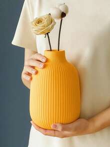 1pc Colorful Ribbed Decorative Vase - Minimalist Sculptural Home Decor, Suitable For Autumn Tabletop, Dorm, Back To School, Halloween And Thanksgiving Decoration - Multicolor - View 10