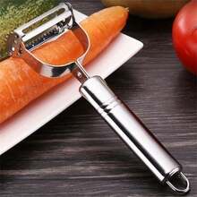 1pc Stainless Steel Potato Cucumber Carrot Grater Kitchen Items Kitchen Gadgets And Accessories Fruit Peeler Peeler - Silver - View 1