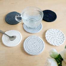 12pcs/Set Gray Series Round (4.33inch) Coaster Set, Minimalist Handwoven Thick Heat-Resistant Drink Coasters, Suitable For Most Cups, Suitable For Home, Dining Table Decor, Applicable To Bar, Cafe, Restaurant