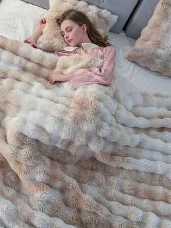 1pc Luxury Tie Dye Faux Fur Blanket - Soft, Warm, Comfy, Multi-Purpose, Suitable For All Seasons - Great For Bedroom, Guest Room, Living Room, Dorms, Cars, Sofa, Travel & Outdoor