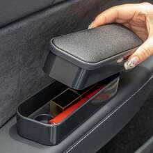 Reposabrazos de puerta izquierda y derecha para coche, caja de almacenamiento, altura ajustable, caja de reposabrazos universal, almohadilla de reposabrazos, organizador de puerta automático - Beis - Ver 4