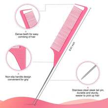 4 件套婴儿发刷造型梳套装，包括鬃毛边刷、梳毛梳、鼠尾梳和宽齿梳，适合男孩和女孩梳理、顺滑造型头发，非常适合沐浴后护发 - 彩色 - 查看 6
