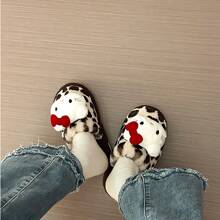 Sanrio Leopard Print Cat Slippers~High Looking And Sexy Slippers, Vintage Hooded Fur Slippers, Women's Indoor Warm Slippers, Back To School Supplies