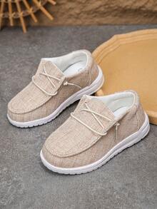 1 双春秋儿童休闲帆布一脚蹬运动鞋，舒适透气，适合户外活动 - 卡其色 - 查看 8